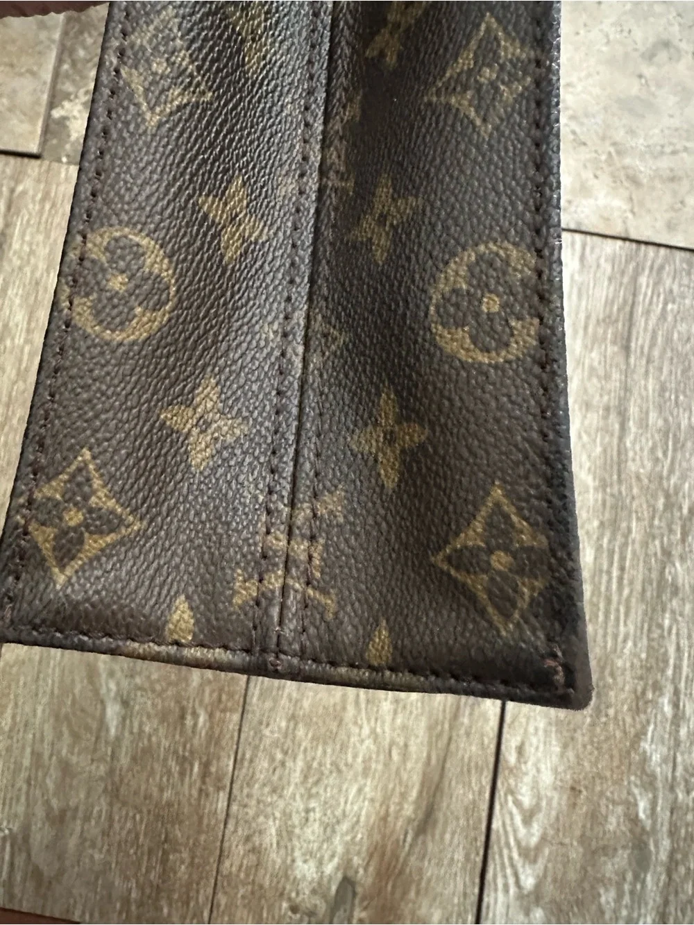 Vintage, 2002 Louis Vuitton Classic Brown/Tan Monogram Canvas Sac Plat Tote Bag
